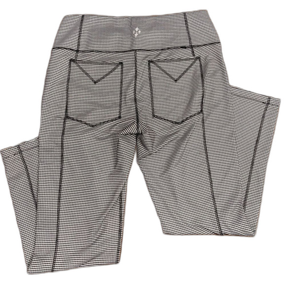 Jofit Black White Check Stretch Pull-On Pants M Mid Rise Golf Travel Comfort - Picture 1 of 8